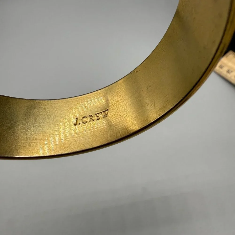 J. Crew Mint Green Gold Wide Enamel Bangle Bracelet